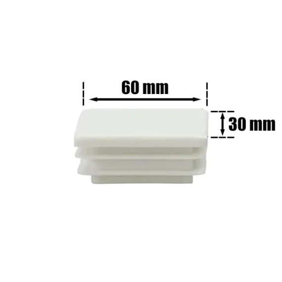 Chair Leg Cap Rectangle Wing White 30 x 60mm