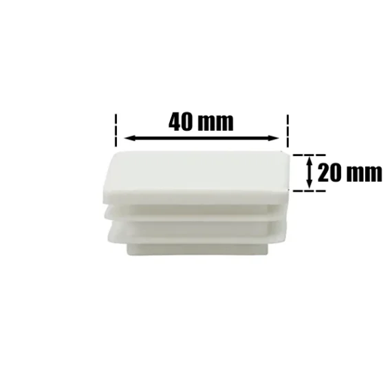 Chair Leg Cap Rectangle Wing White 20 x 40mm