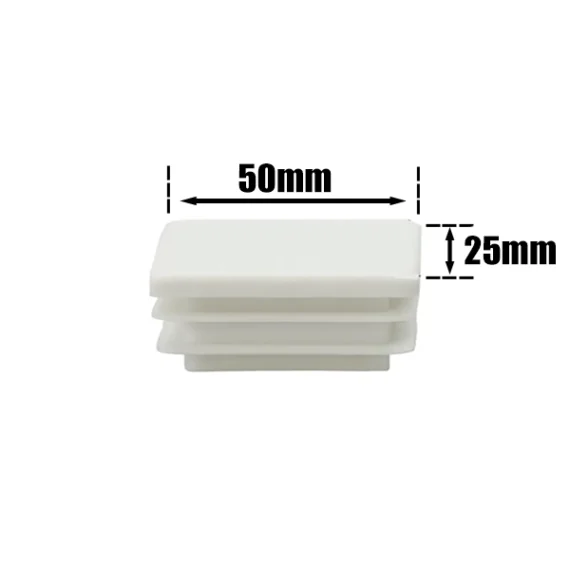 Chair Leg Cap Rectangle Wing White 25 x 50mm