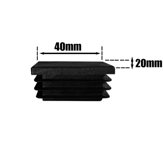 Chair Leg Cap Rectangle Wing Black 20 x 40mm