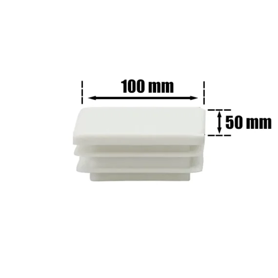 Chair Leg Cap Rectangle Wing White 50 x 100mm