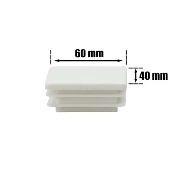 Chair Leg Cap Rectangle Wing White 40 x 60mm